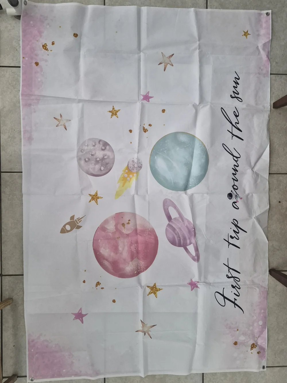 First Birthday Decor - Space Themed Backdrop, Banner, Tablecloth